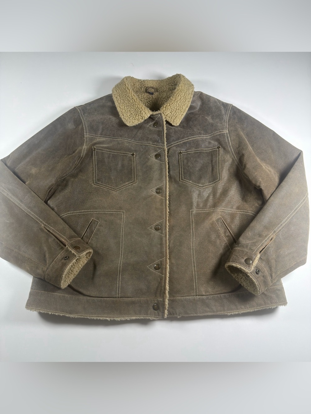 Vintage AE Sport & Co Sherpa Trucker Jacket | Unisex Fits Men's S / Women's 1X